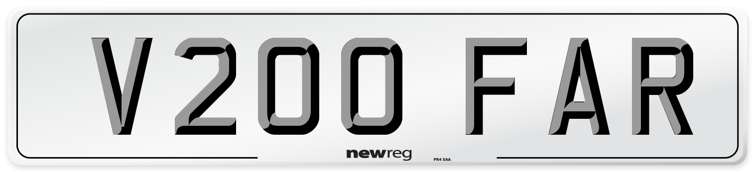 V200 FAR Number Plate from New Reg